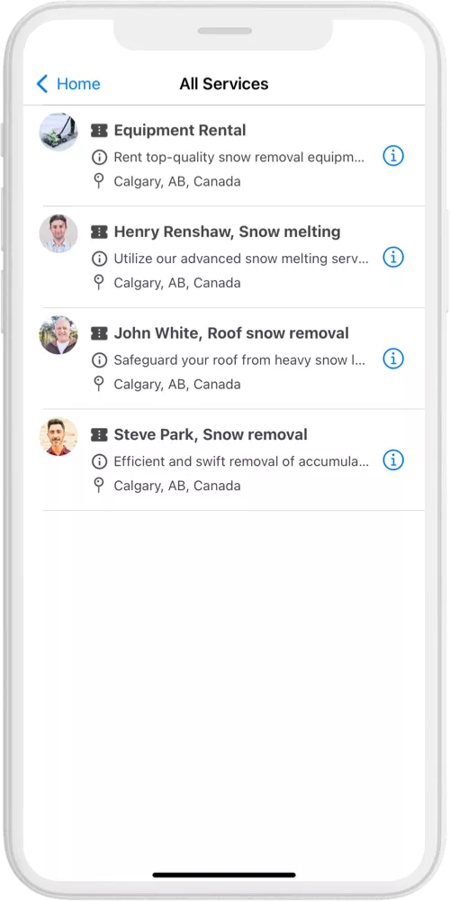 snow removal app booking ios