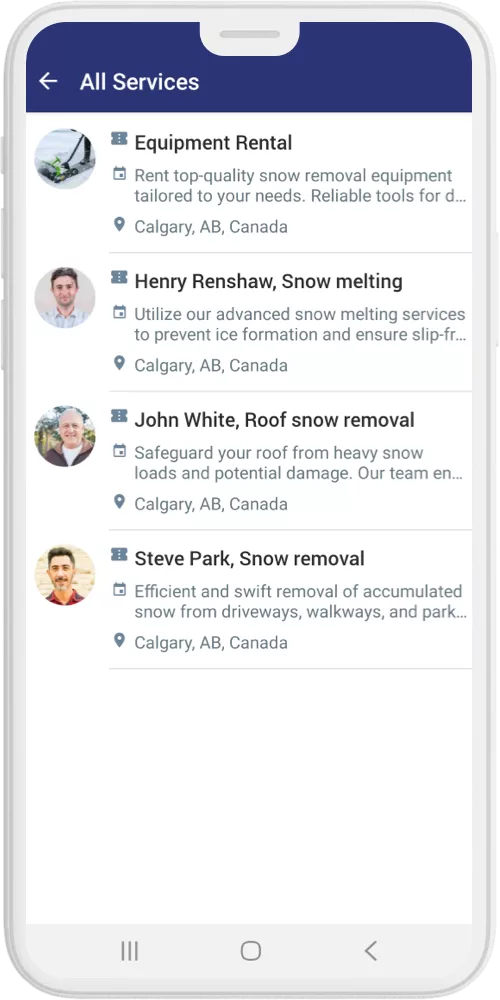 snow removal app booking