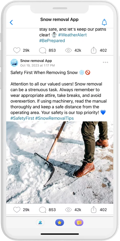 snow removal app feed ios