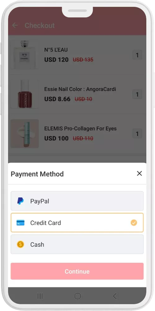 Beauty Cosmetics payment