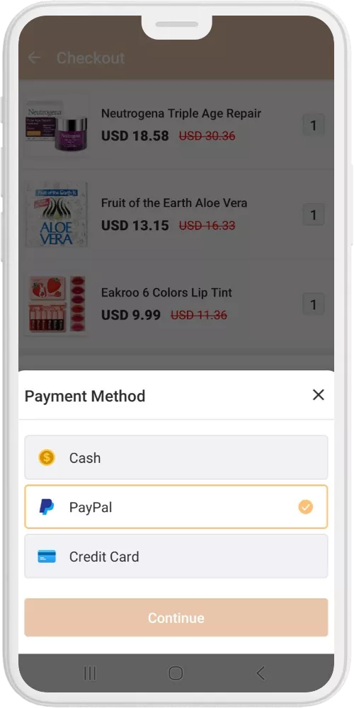 beauty store payment method