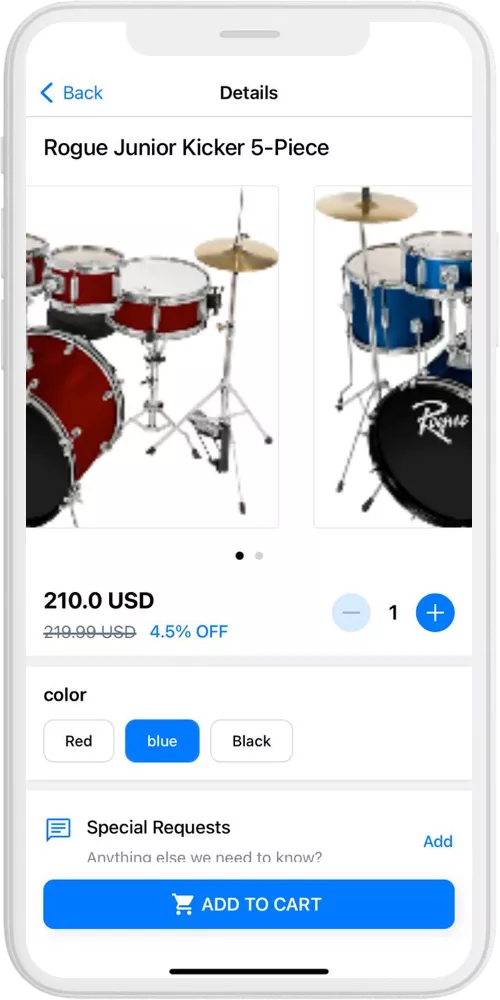 music store add to cart ios