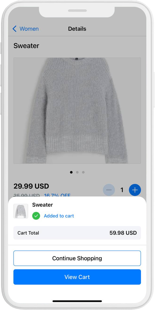 H&M added to cart ios