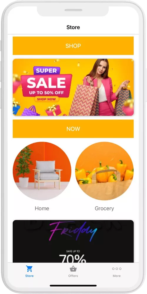 Shopping App home ios