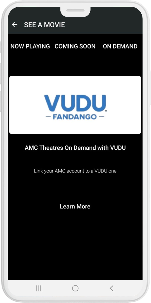 cinema ticket booking app AMC VUDU
