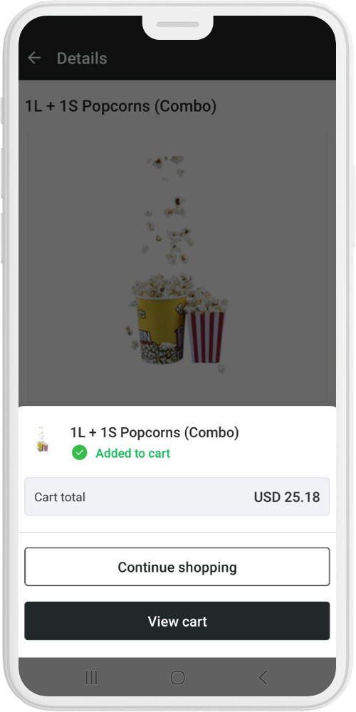 cinema ticket booking app AMC added to cart