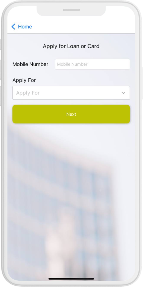 Banking App apply loan card ios
