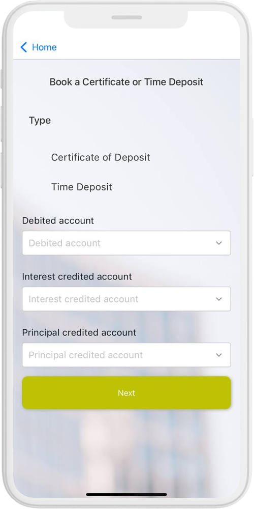 Banking App book a certificate ios