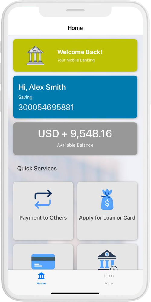 Banking App home ios