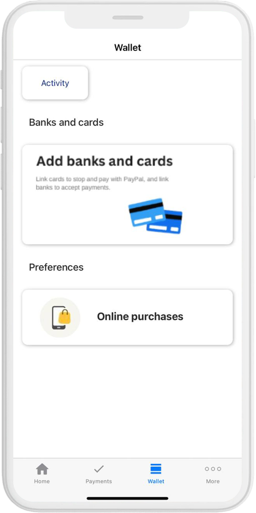 paypal add bank cards ios
