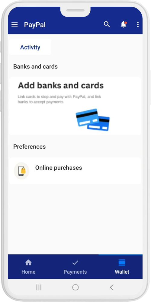 paypal clone app add bank cards