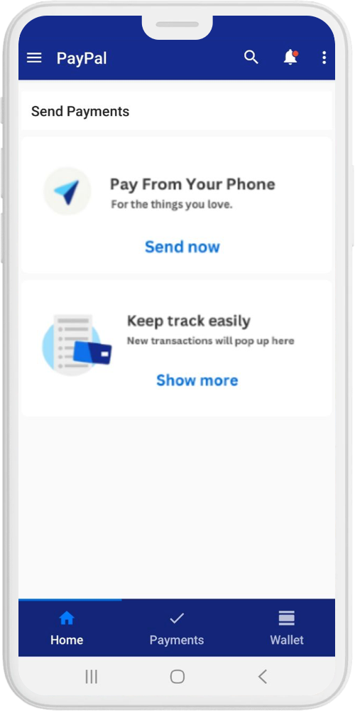 paypal clone app home