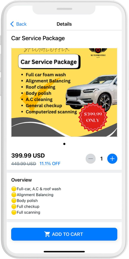 Automotive App add to basket ios