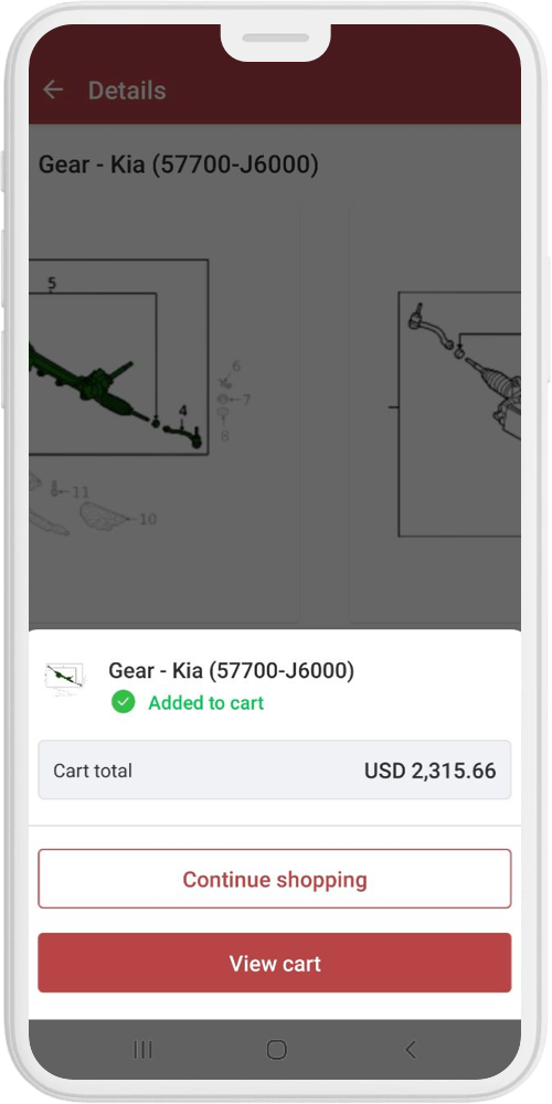 Automotive App add to cart