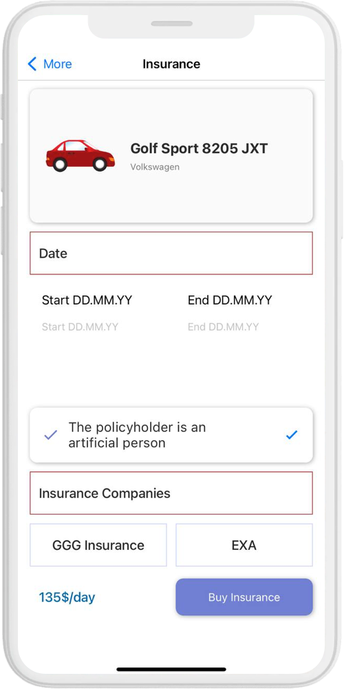 Automotive App insurance ios