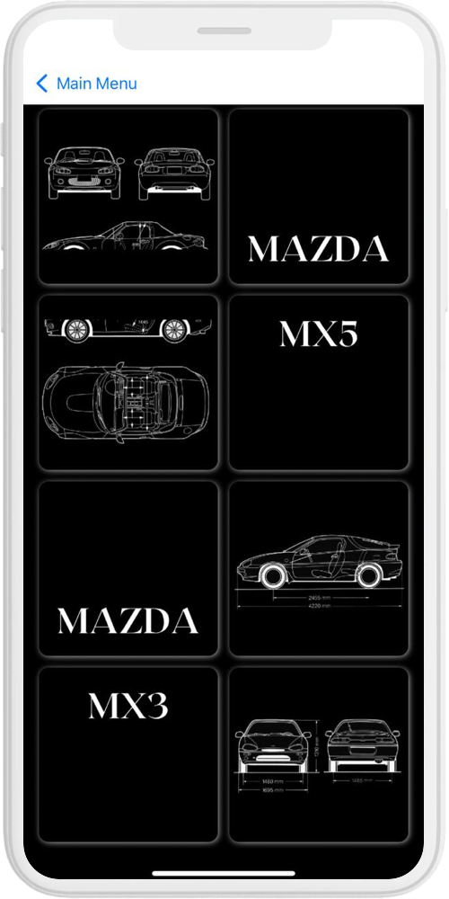 Automotive App main menu 2 ios