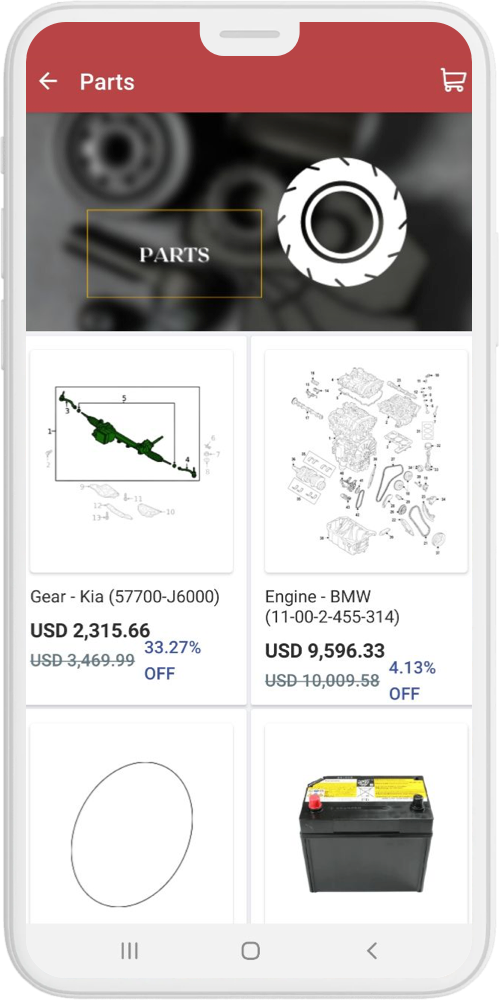 Automotive App parts page