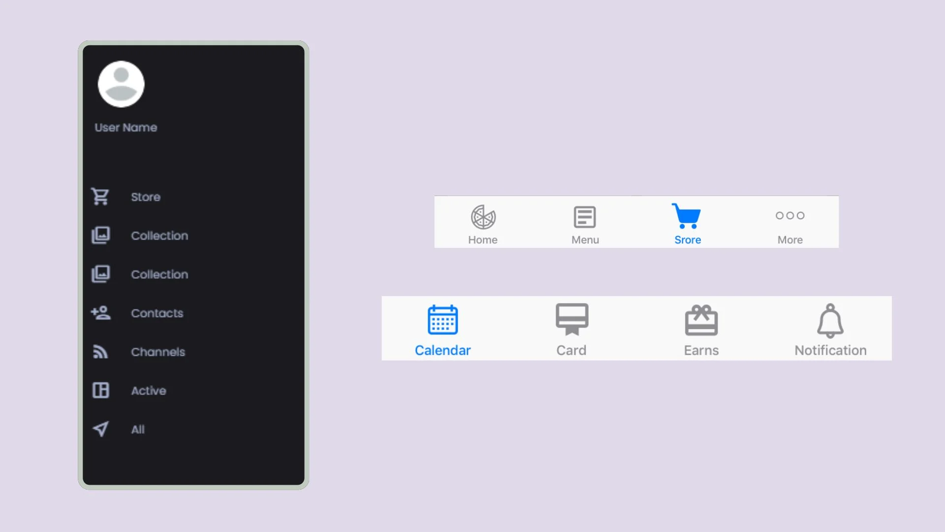 Main Navigation Bar and Side Menu