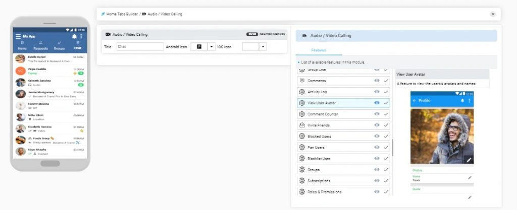 Visual display of each feature.
