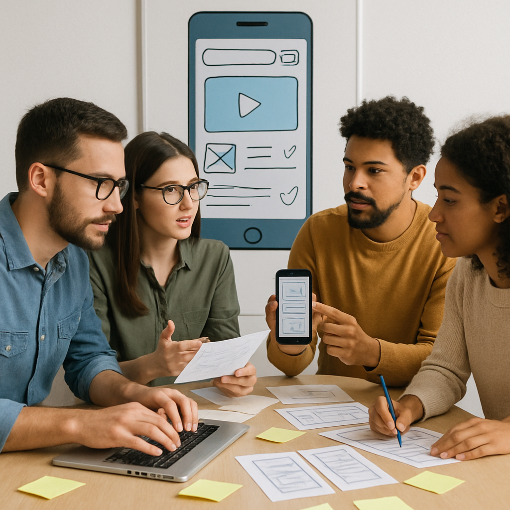 Team of app developers at work