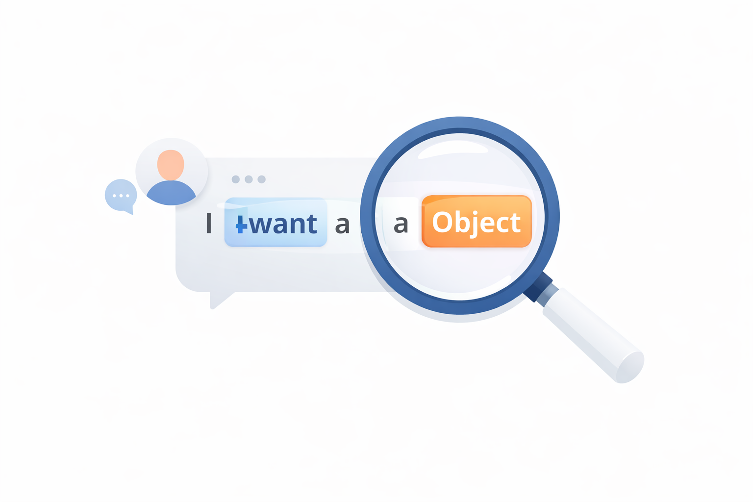 Simple illustration of natural language processing showing intent and entity extraction from a user sentence